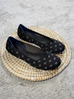 Rothy’s Women’s The Flat Shoes Comfort Knit in Black/metallic Daisy Sparkle 10.5 thumbnail 2