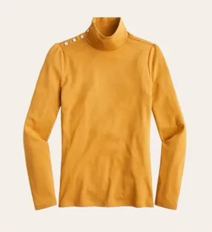 J.Crew Turtleneck Perfect-Fit Ribbed Turtleneck with Jewel Buttons Size Medium thumbnail 1
