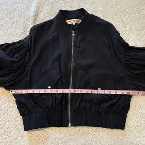 FREE PEOPLE On Pointe Bomber Jacket Lightweight Puff Balloon Sleeve Black thumbnail 8