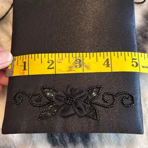 Vintage Jessica McClintock Black Floral Bead Embroidered Evening clutch purse thumbnail 6