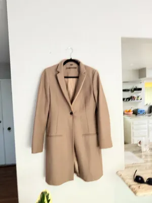 All saints leni wool cashmere blend nude tan single button long coat blazer 6 thumbnail 5