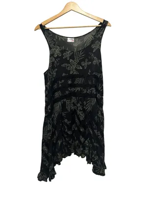 Free People Black Floral Tank Swing Mini Dress thumbnail 3
