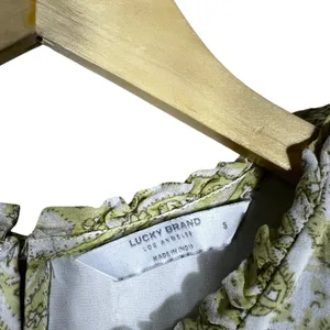Lucky Brand Ariel Tiered Paisley Maxi Dress Yellow Boho Flutter Sleeve Size S thumbnail 7