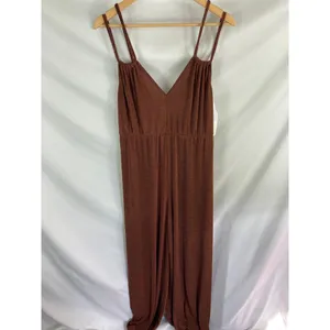 NWT Topshop Cutout Strappy Wide Leg Jumpsuit Brown Size Large thumbnail 3