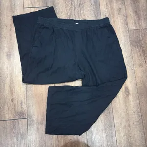 Old Navy High-Waisted Linen-Blend Wide-Leg Pants Black Summer Capsule Sz XL thumbnail 2