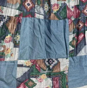 VTG River Ridge patchwork denim floral southwest maxi midi M cottage country thumbnail 5