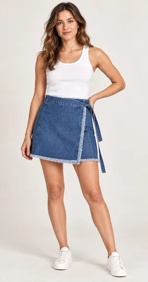 Madewell Denim Wrap Mini Skirt Size 6 Raw Hem Tie Waist thumbnail 1