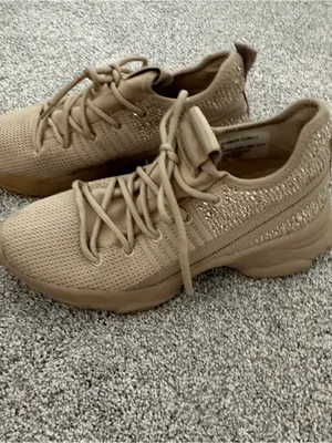 SHIMMERR Neutral Pink/Tan Knit Lace-Up Athletic Sneakers thumbnail 3