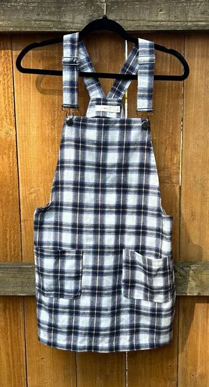 Cindy Plaid Shift Dress size small fall autumn blue‎ overalls size small thumbnail 1