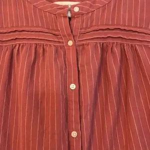 Loft Women’s Button Down Long Sleeve Blouse Pink White Size Small thumbnail 2