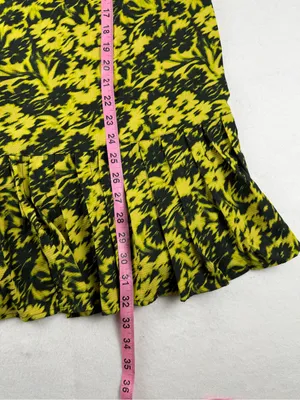 Urban Outfitters Floral‎ Slip Dress Yellow Black Ruffle Hem Small NWT thumbnail 8