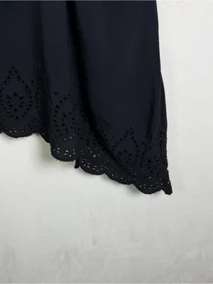 Abercrombie & Fitch Women’s L Black Eyelet Cold Shoulder Blouse Y2K Boho Cottage thumbnail 9