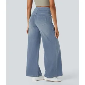 Halara Flex High Waisted Pockets Baggy Wide Leg Washed Casual Jeans XS Reg thumbnail 2