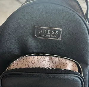 GUESS Black Mini Backpack | Silver Logo Plaque | Y2K Minimal Chic thumbnail 2