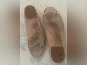 Tory Burch Blush Nude Leather Ballet Flats with Gold Logo Size 6 thumbnail 10