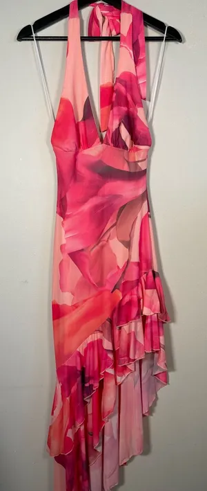 Windsor Pink Multi-Tone Asymmetrical Halter Dress thumbnail 1