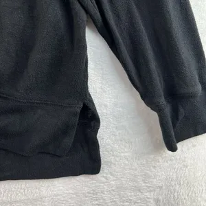 AE Aerie Small‎ Sweatshirt Oversized Inside Out Crew Neck Side Slits Tunic Black thumbnail 3