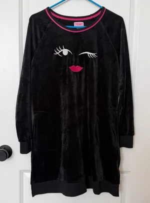 Kate Spade Womens Velour Pajama Dress Size Small Wink Eye Cozy Soft Lounge thumbnail 1