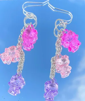 Handmade Kitty Kawaii dangle earrings Y2k NEW 💚 thumbnail 1