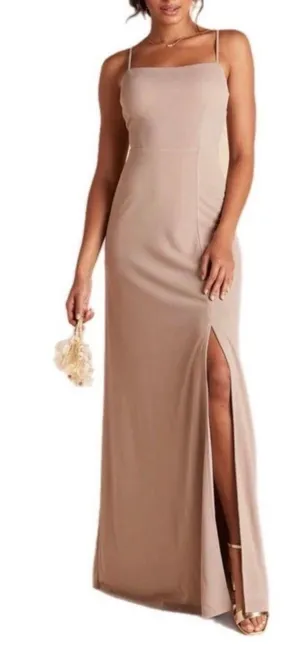 Chiffon Taupe Bow tie back Bridesmaid dress size small thumbnail 1