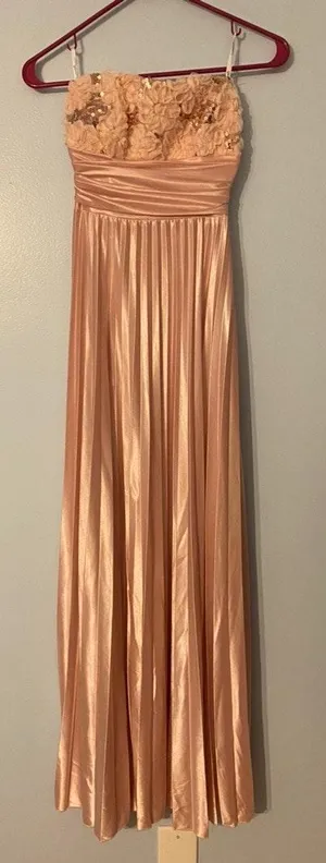 Blush Pink Floral Maxi Gown Dress Prom thumbnail 2