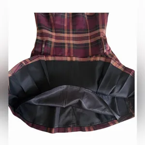 Commense Plaid Mini Dress in Burgundy multicolor thumbnail 7