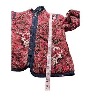 Anthropologie Quilted Paisley Jacket Red Blue Hook Eye Cropped XS Womens‎ thumbnail 10