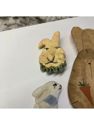 Bunny Rabbit Brooch Pin Handmade Hand Crafted Lot Of 3 Whimsical Cottagecore thumbnail 3