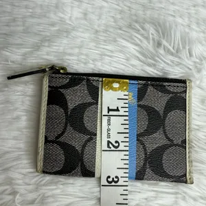 COACH Black Signature Double Strap Coin Purse Wallet thumbnail 7