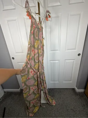 Easel Size L Boho Paisley Wide Leg Tassel Jumpsuit NWOT thumbnail 2