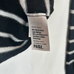 PAIGE Womens XS Merino Wool Blend Black White Striped Knit Sweater Long‎ Sleeve thumbnail 4