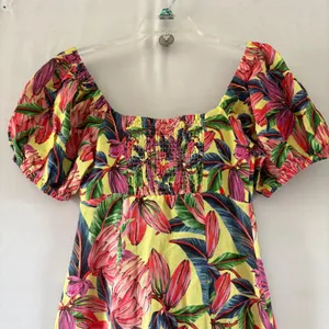Farm Rio for Anthropologie Tropical Floral Smocked Linen Midi Dress XS thumbnail 5