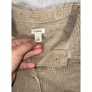 LL Bean Shirt Womens Large Tan Comfort Corduroy‎ Relaxed Button Up Long Sleeve thumbnail 3