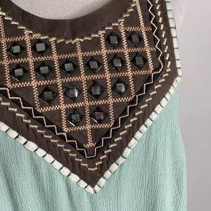Umgee Sleeveless Mint Green Bead & Metallic Detail Short Shift Dress S thumbnail 4
