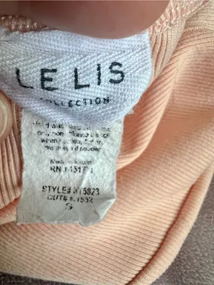 Le Lis Ribbed Halter Bodysuit in Peach thumbnail 3