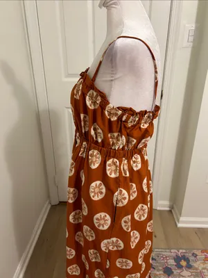 Free People Leanna Bandeau Tube Maxi Dress In Brick Combo Cotton NWT Size Large thumbnail 10