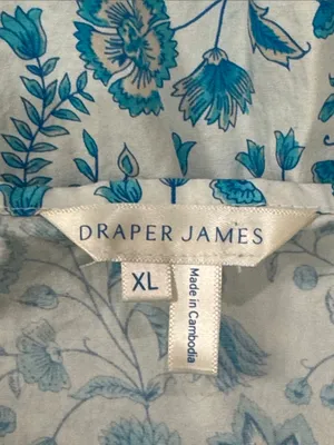 Draper James Ruffled Smocked Sun Dress Blue Floral Print Midi Preppy Summer XL thumbnail 10