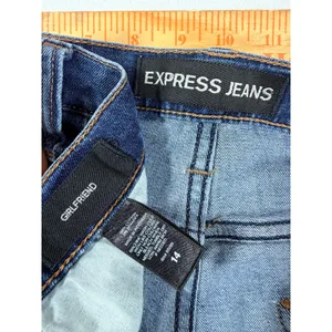 Express Jeans Girlfriend Jeans Women 14 Blue Distressed Mid Rise Denim Ankle thumbnail 14