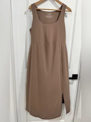 Isabel by Ingrid+Isabel Maternity Tan Sleeveless Knit A-Line Midi Dress XL thumbnail 2