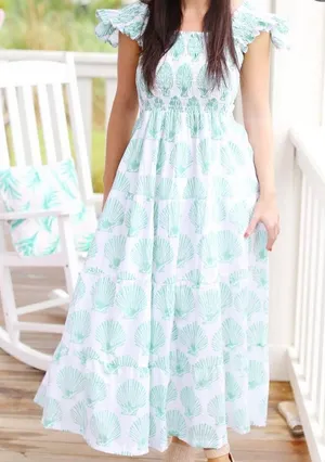Darlington isle Amelia Island Flutter Shell Nap Dress white green XL thumbnail 1