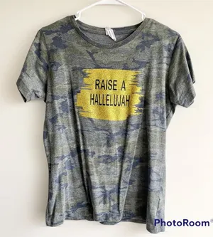Raise a hallelujah camouflage shirt size medium fits like a small thumbnail 1
