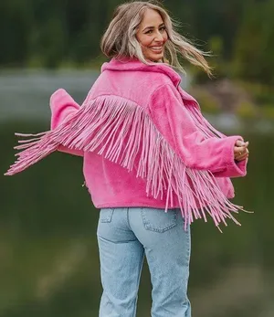 BuddyLove Pink Fringe Jacket thumbnail 1