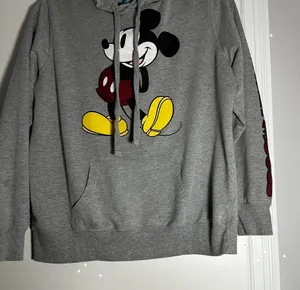 Disney Juniors Sz:XL 15-17 Classic Mickey Mouse Graphic Print Grey Cotton Hoodie thumbnail 1