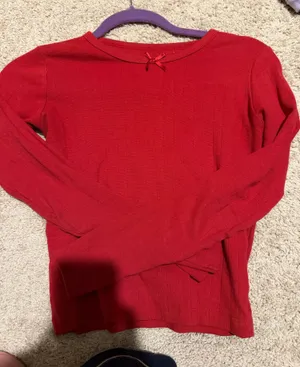 Red daily drills pointelle long sleeve thumbnail 1