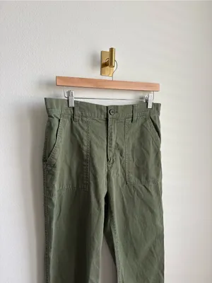 Gap Mid Rise Utility Twill Jogger Pants Olive Green Medium thumbnail 4