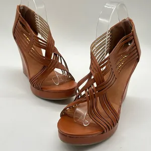 Diviana Sandal Womens 8.5 Brown Kealie Criss Cross‎ Cut Out Platform Wedges NEW thumbnail 4