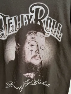 Jelly Roll Beautifully Broken Brown Off the Shoulder T-Shirt Concert Tee thumbnail 2