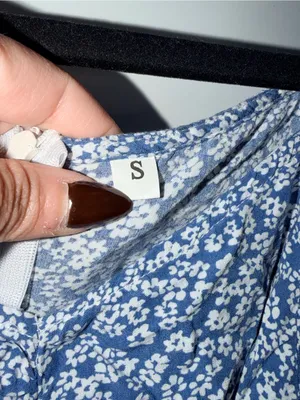 Blue and White Floral Puff Sleeve Romper thumbnail 4