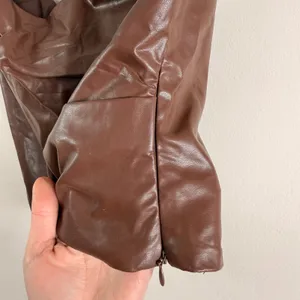 NIA Anthropologie Brown Faux Leather Draped Corset Top Square Medium NEW thumbnail 9