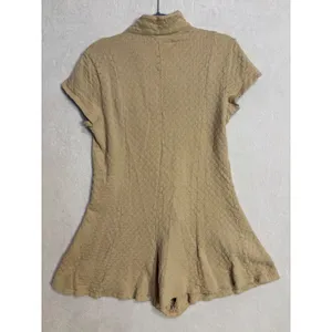Free People FP Beach Ramona Textured Knit Button‎ Front Romper Tan Beige Large thumbnail 12